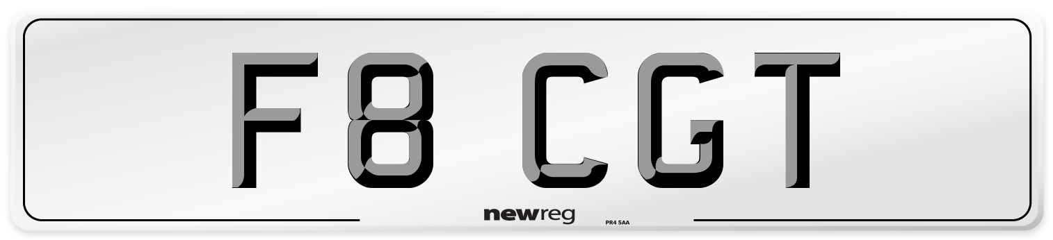 F8 CGT Number Plate from New Reg